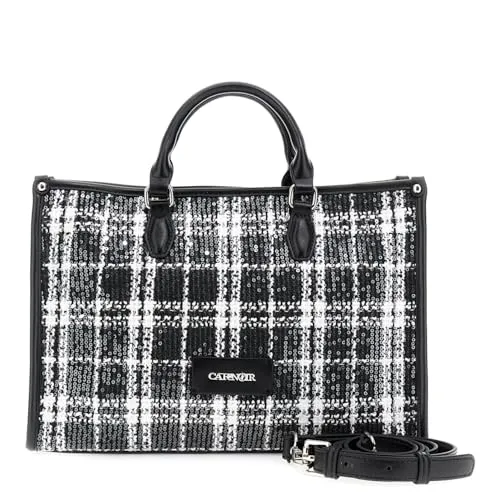 CafèNoir Tote Scozzese Nera con Paillettes