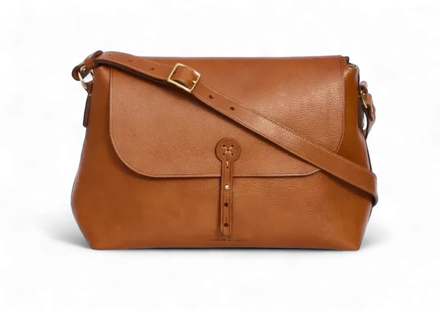 Aigin Milano Leather Bag tracolla miele pelle pieno fiore