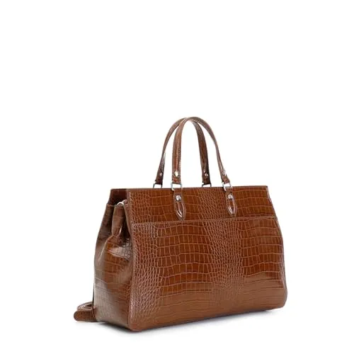 CafèNoir Tote Stampa Coccodrillo Marrone Tracolla Shopping