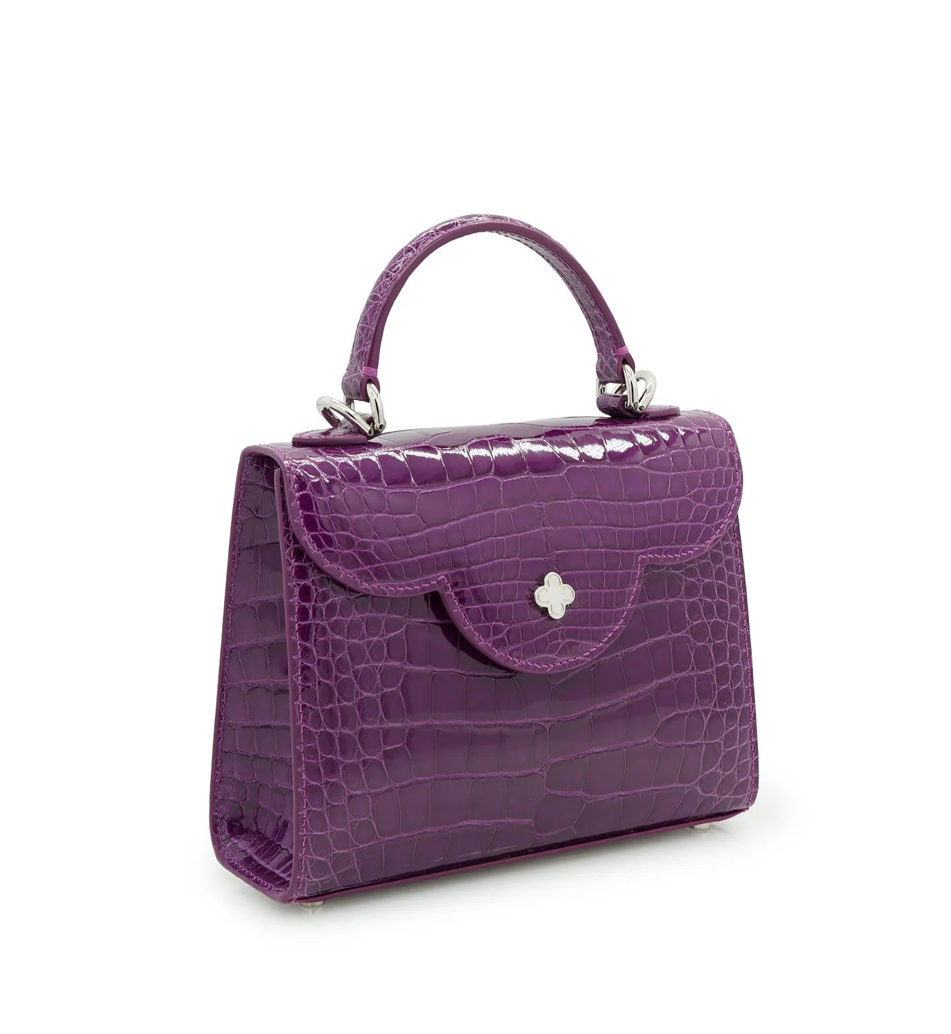 Cardinal Milano First Lady Small borsa viola pelle alligatore