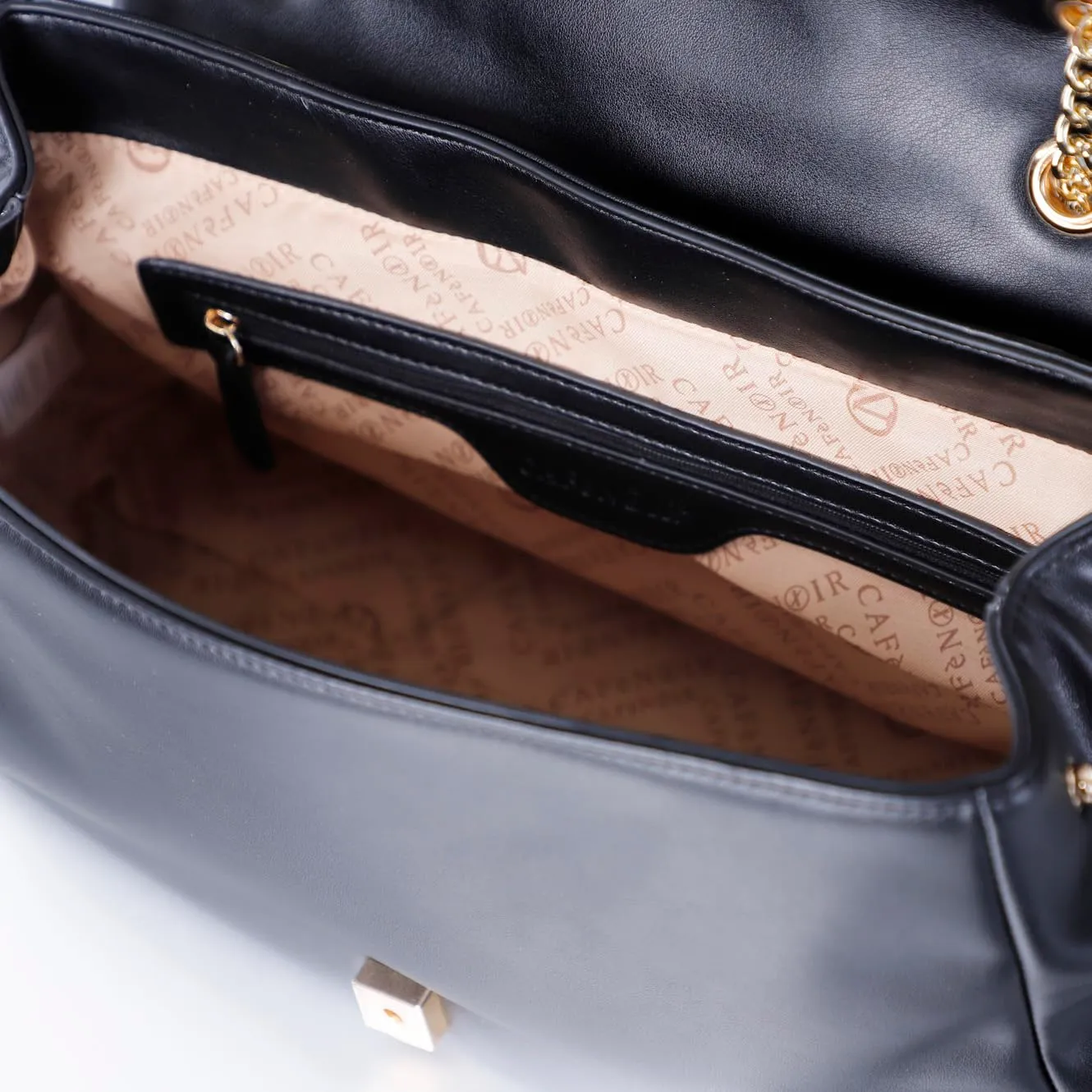 CafèNoir Borsa Spalla Nera Plissé Catena Pattina