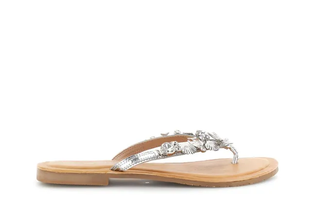 CafèNoir Infradito Flat Pelle Gioiello Tacco 1,4 cm