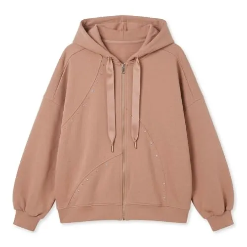 CafèNoir Felpa Over Full Zip Borchie Caramello S