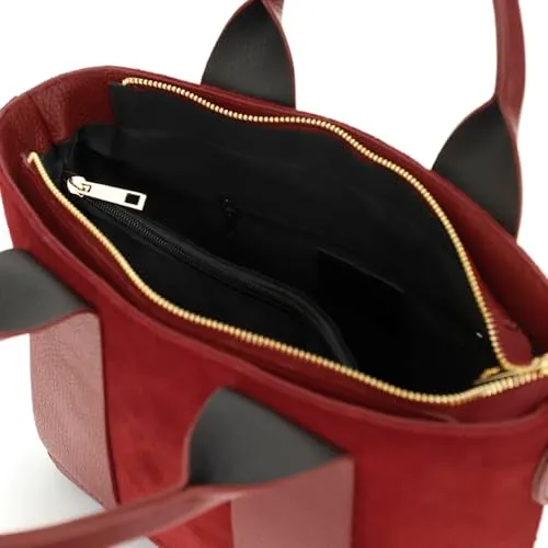 CafèNoir Borsa Camoscio Rosso Pelle Martellata