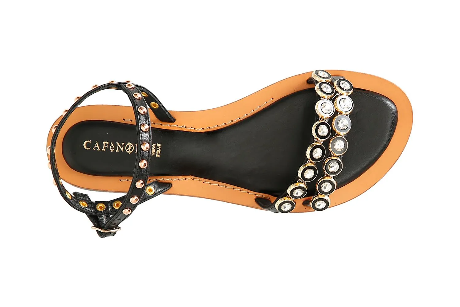 CafèNoir Gilda sandali nappa bianco borchie strass