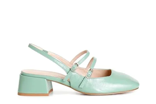 CafèNoir Slingback Vernice Due Fibbie Décolleté Salvia