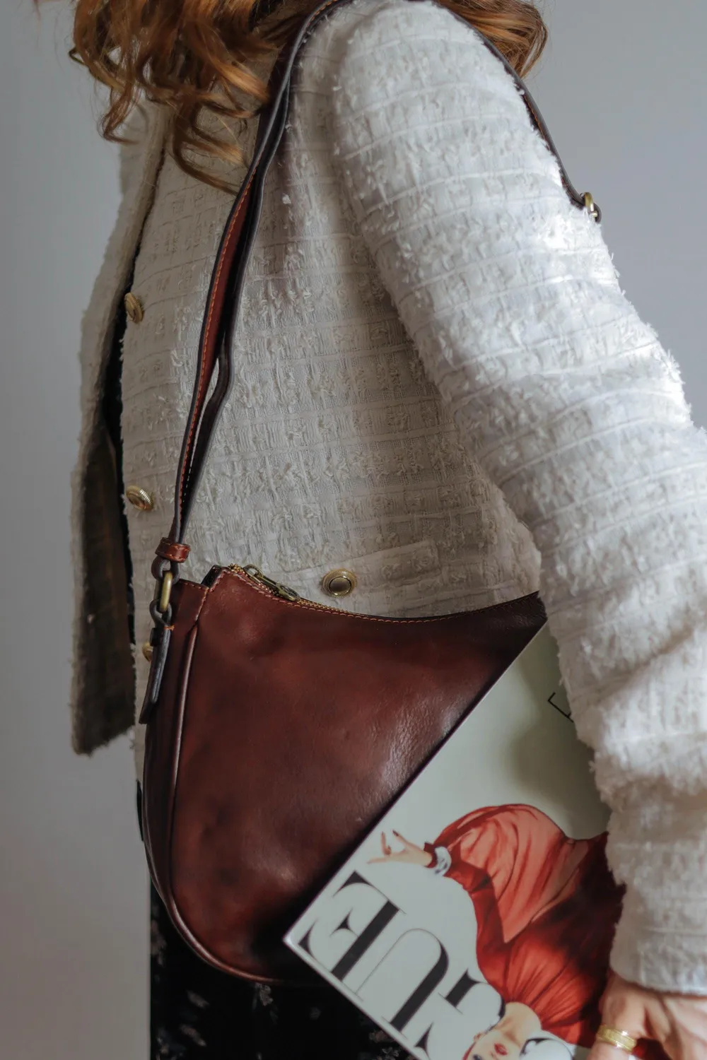 Aigin Milano Cross Body borsa tracolla marrone vegetale