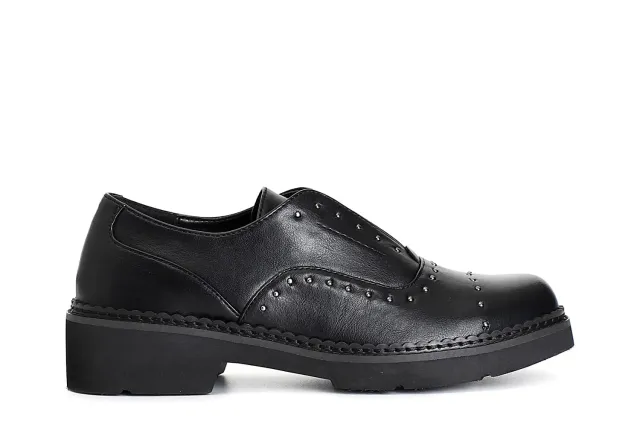 CafèNoir Francesina Derby Donna Nero Borchiette