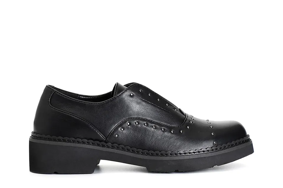 CafèNoir Francesina Derby Donna Nero Borchiette
