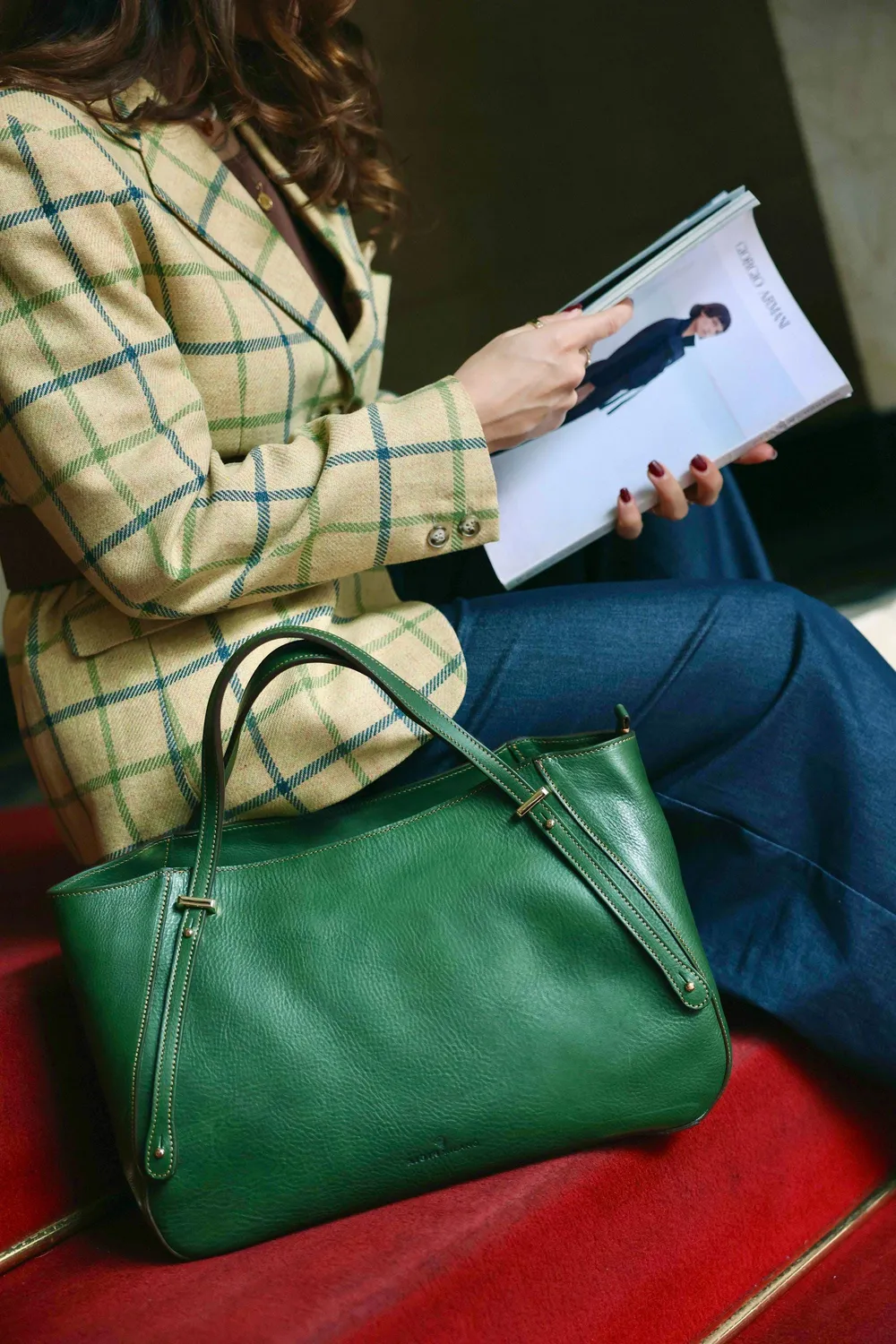 Aigin Milano Leather Everyday Bag borsa spalla blu pelle