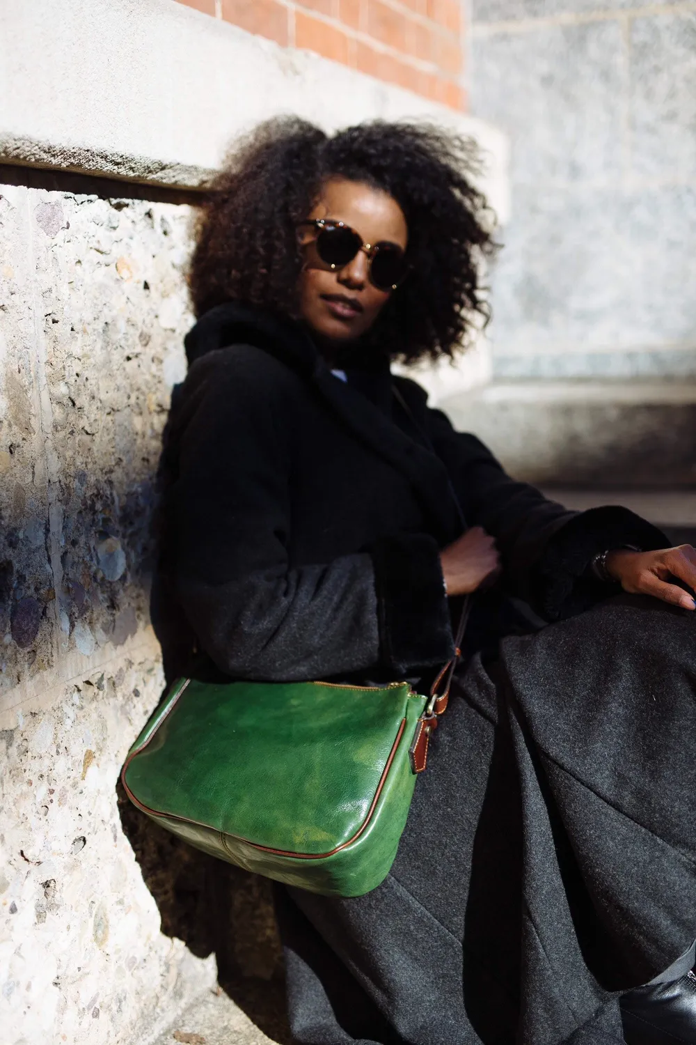 Aigin Milano Messenger borsa tracolla verde concia vegetale