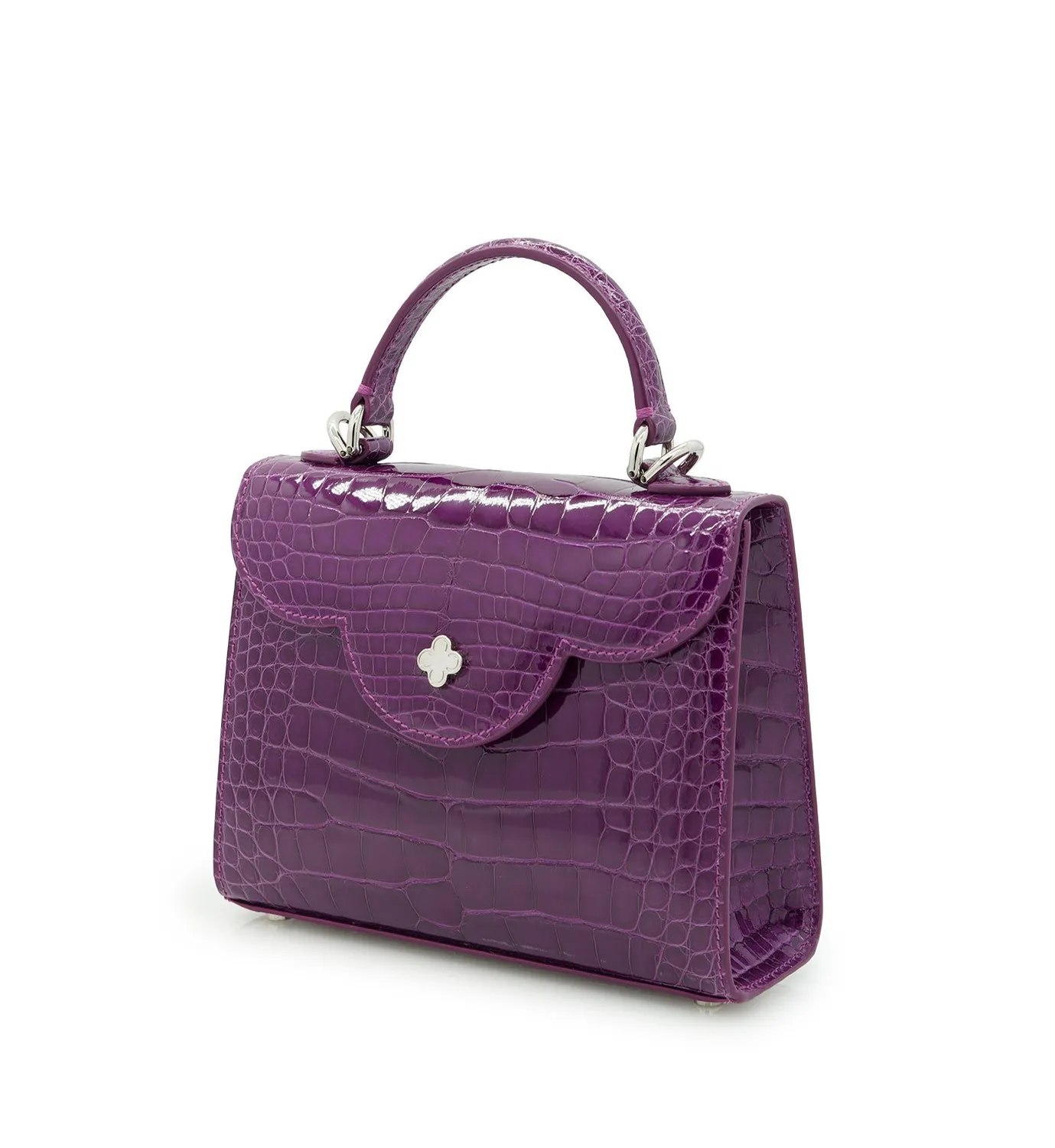 Cardinal Milano First Lady Small borsa viola pelle alligatore