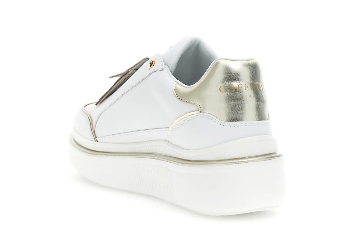 CafèNoir slip-on sneakers donna pelle bianco oro 35