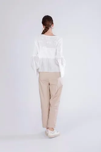 CafèNoir Maglia Cotone Punto Pizzo Balza Bianco M