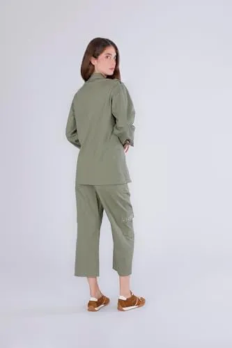 CafèNoir Camicia Gabardina Cotone Borchie Militare M