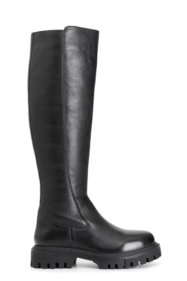 CafèNoir stivale donna pelle nero cerniera tacco basso