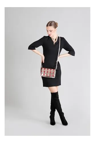 CafèNoir Pochette Rombi Patchwork Multicolor con Strass