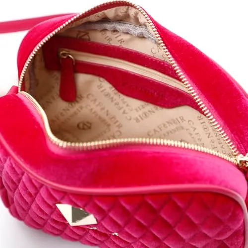 CafèNoir Camera Bag Velluto Trapuntato borsa fuxia catena