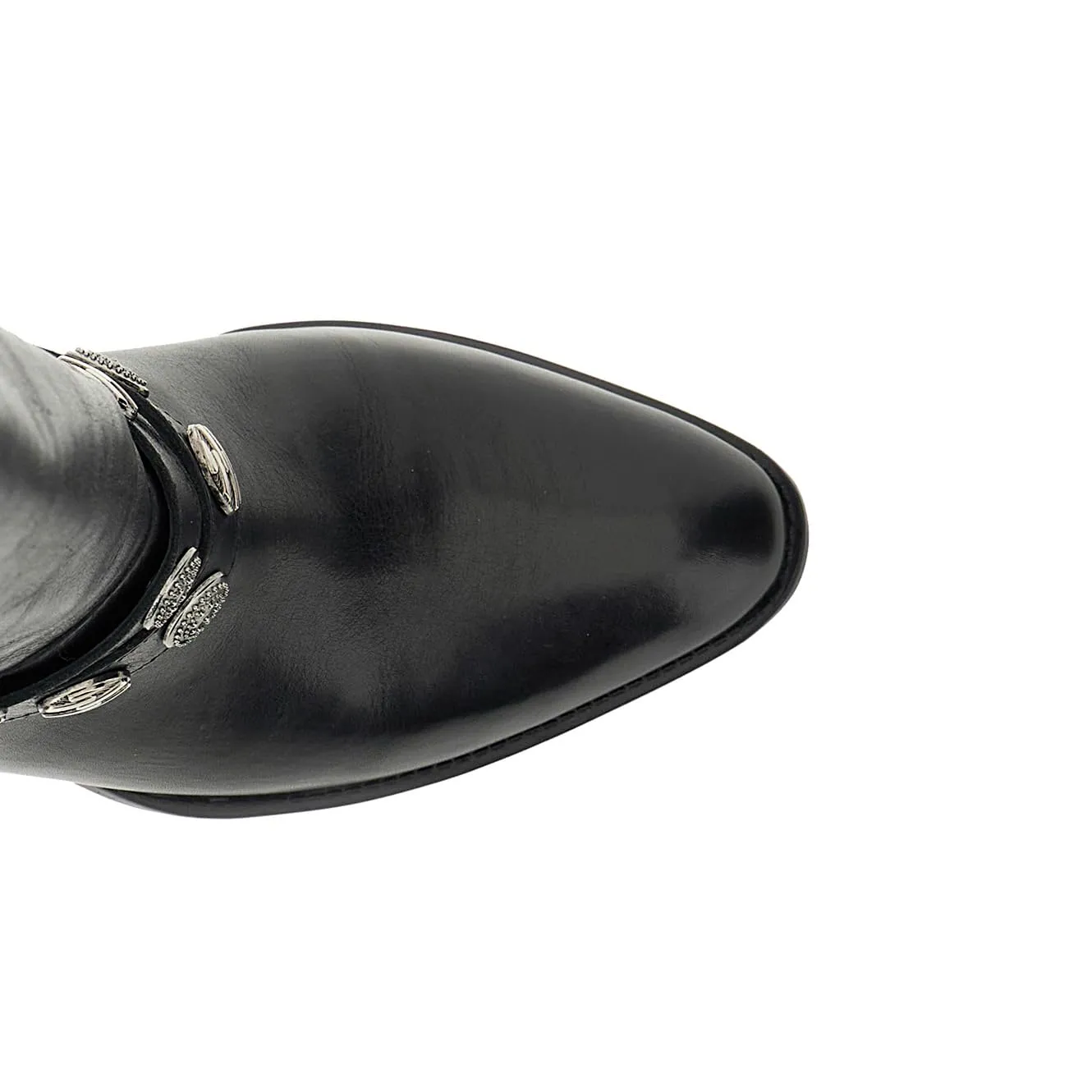 CafèNoir Stivali Pelle Nero Bottoni Tacco 7 cm