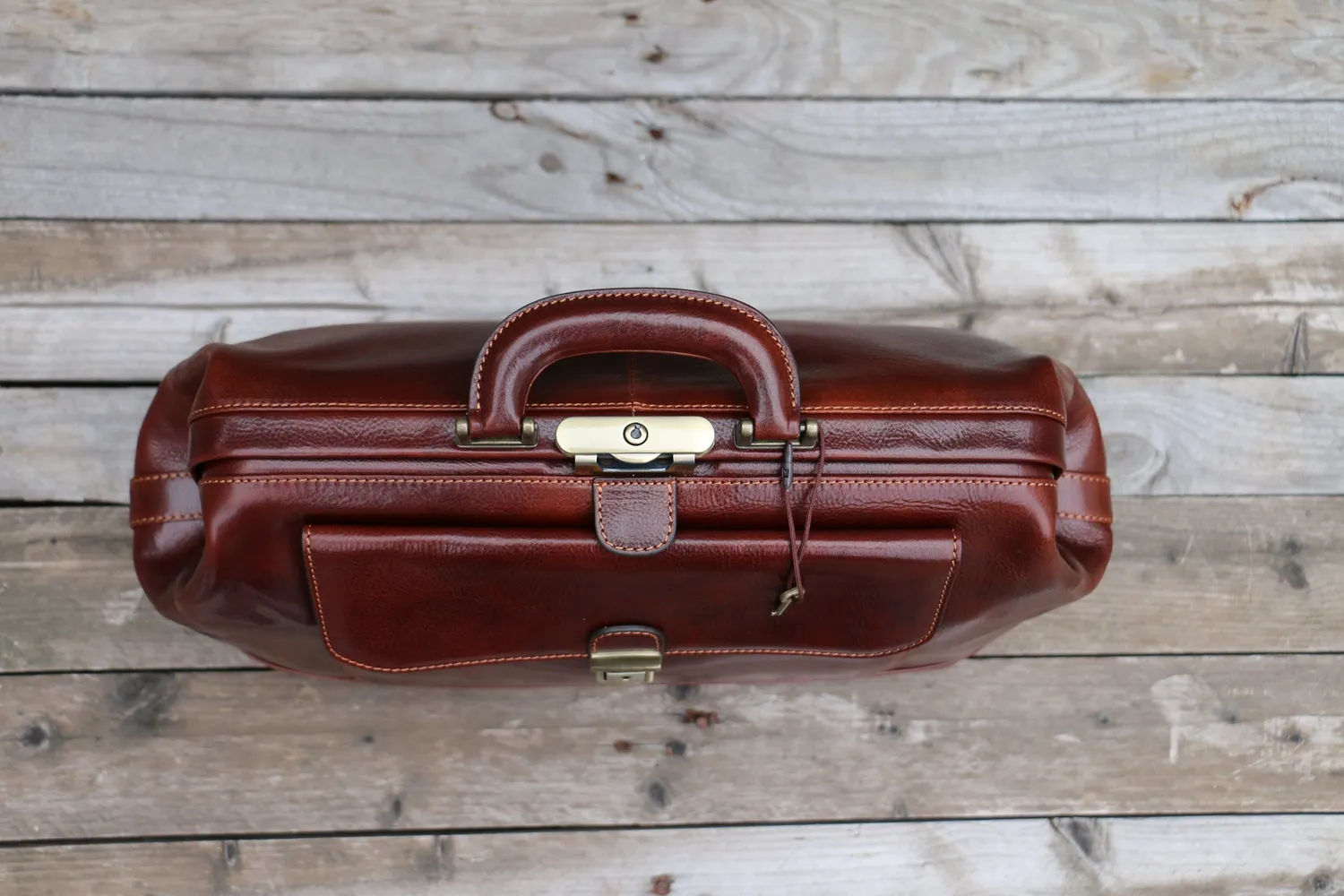 Aigin Milano Large Leather Doctor Bag borsa medico nera pelle