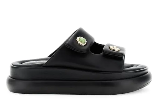 CafèNoir Ciabatta pelle strappi bottoni nero 39