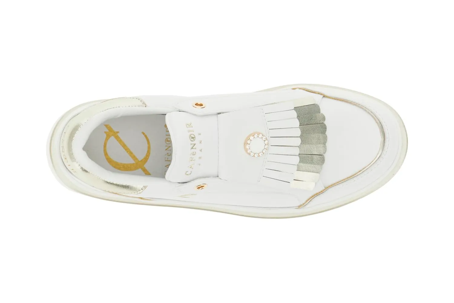 CafèNoir slip-on sneakers donna pelle bianco oro 35