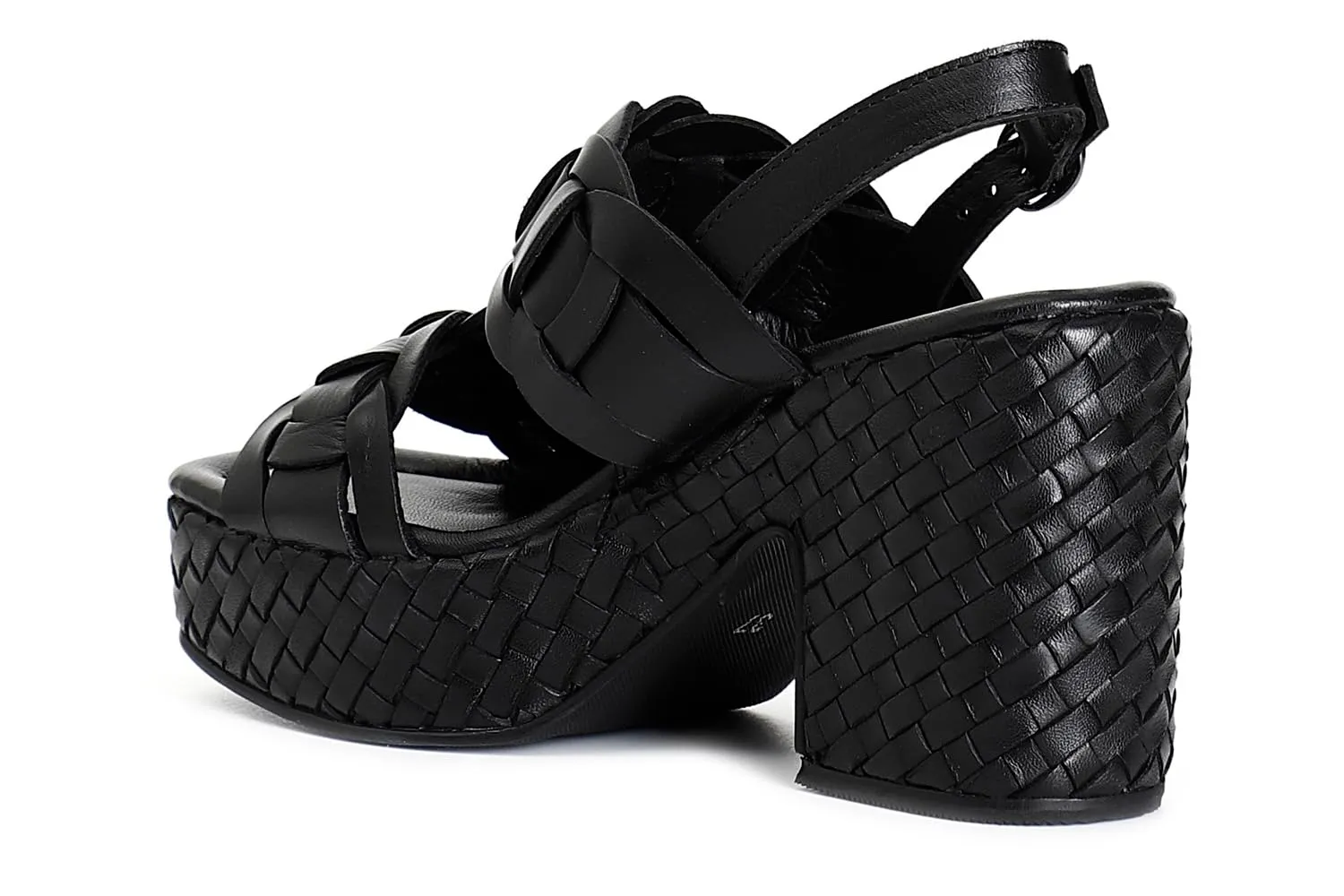 CafèNoir Doppia Fascia sandali donna pelle zeppa intreccio