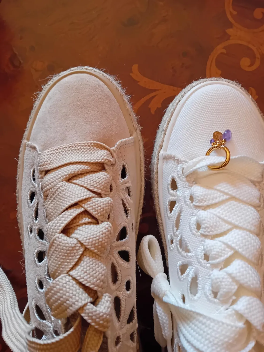 CafèNoir Sneakers Pelle Intagli Laserati Donna Beige