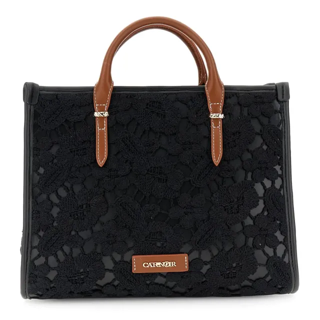 CafèNoir Shopping Bag Piccola Macramè Manici Effetto Pelle