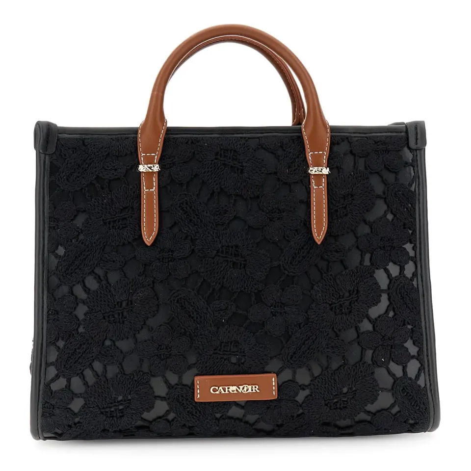 CafèNoir Shopping Bag Piccola Macramè Manici Effetto Pelle