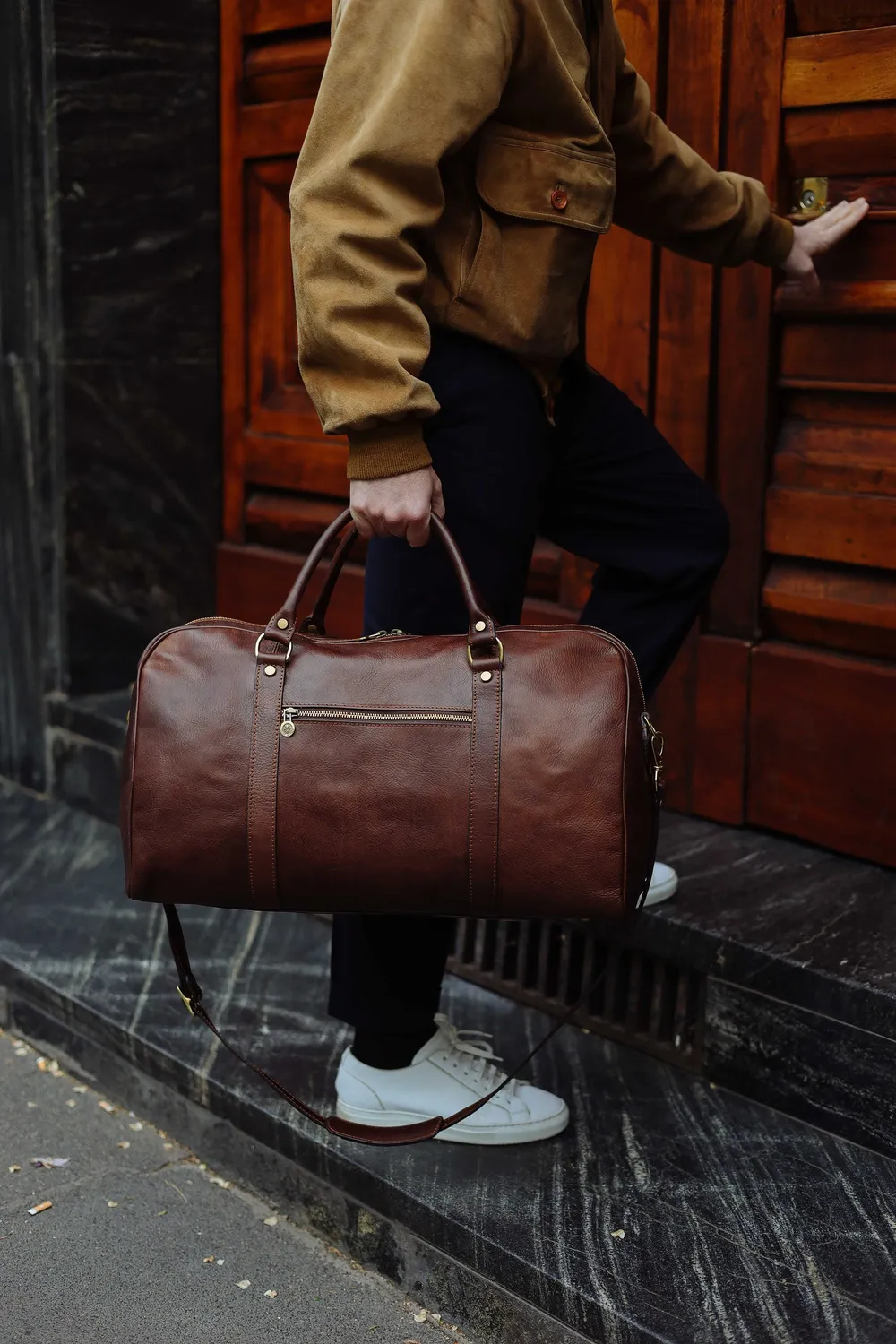 Aigin Milano Weekender Borsa Viaggio Pelle Miele