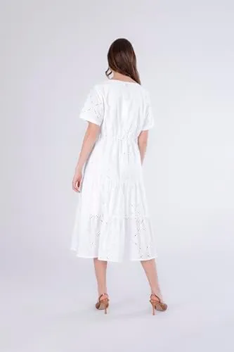 CafèNoir San Gallo Abito Midi Donna Bianco Taglia S Balze
