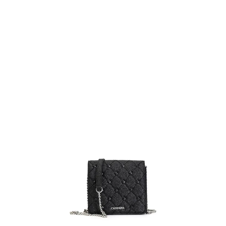 CafèNoir Mini Bag Glitter Pochette Nera Borchie
