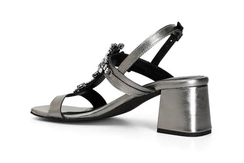 CafèNoir Sandali Donna a T in Pelle con Gioiello