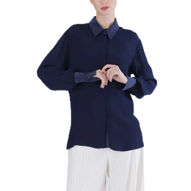 CafèNoir Camicia Raso Marocain Navy Manica Lunga