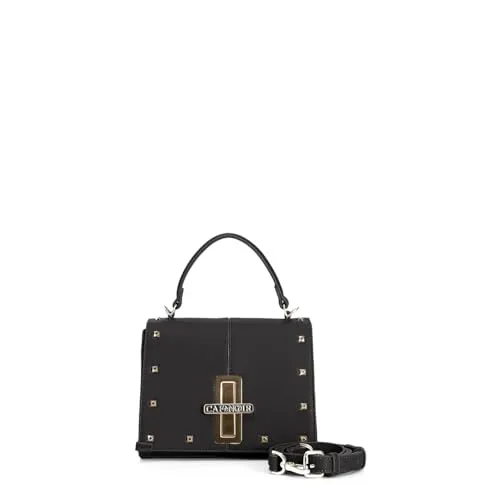CafèNoir Pattina Borchie Borsa a Spalla Nera Twist Lock