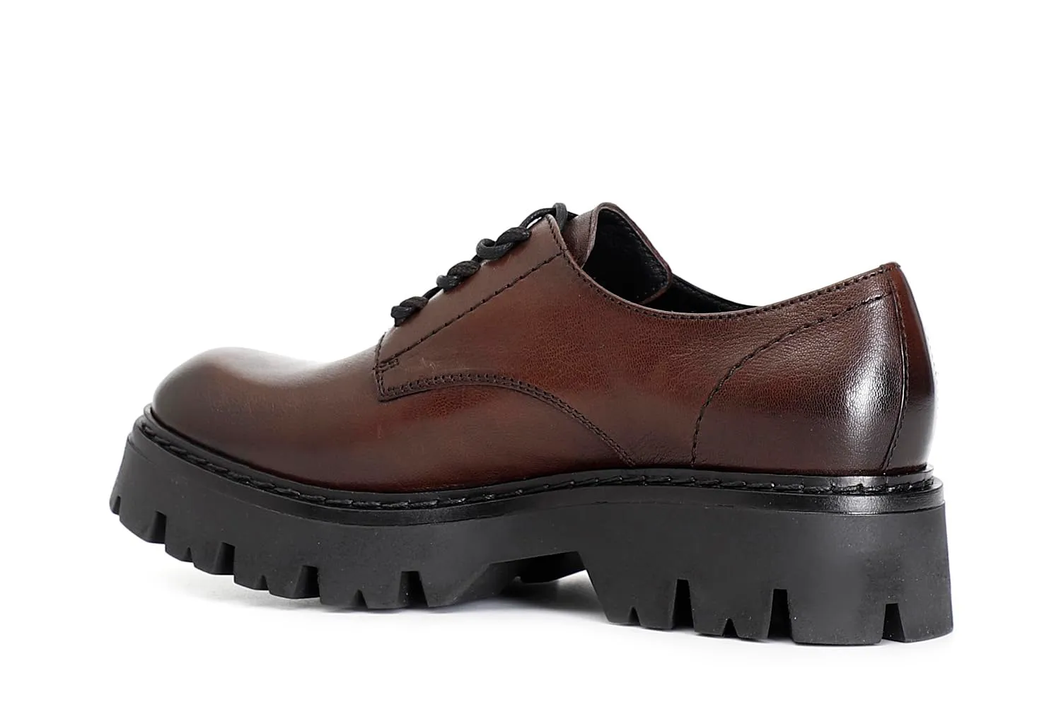 CafèNoir Derby Donna Pelle Tabacco Stringata