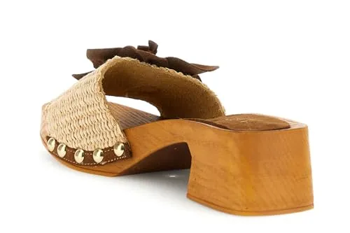 CafèNoir Zoccolo Sandali Donna in Rafia con Fiore