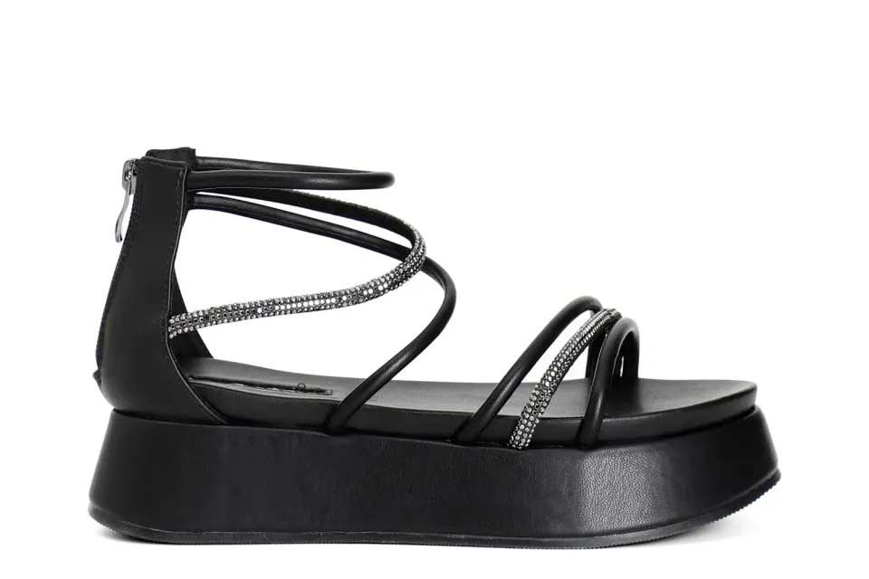 CafèNoir Sandali Asimmetrici Zeppa 3,5 cm Mignons Strass