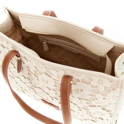 CafèNoir Shopping Bag Grande Macramè con Manici Pelle