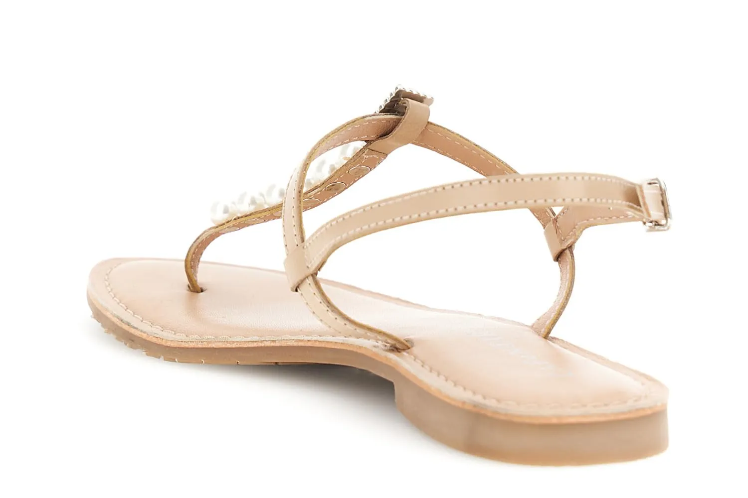 CafèNoir Sandali Infradito Flat in Pelle Fibbia Gioiello