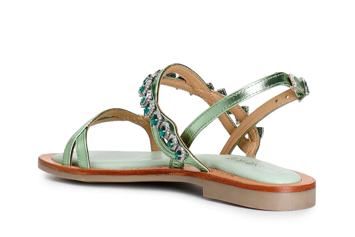 CafèNoir Doppia Fascia Sandali Menta Strass 39 EU