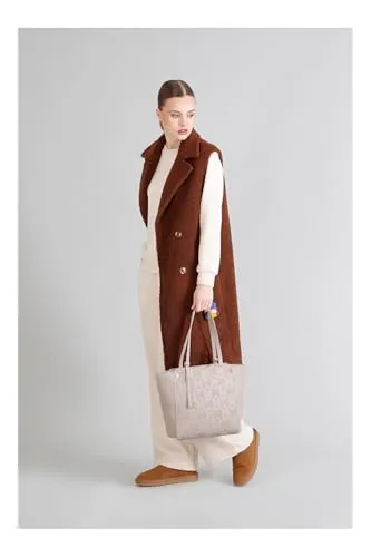 CafèNoir shopping logo embossed taupe rigida zip