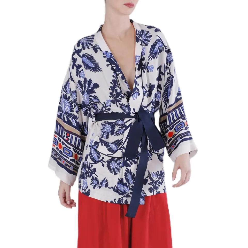 CafèNoir Kimono Stampato kimono donna 38 Fiore Multiblu