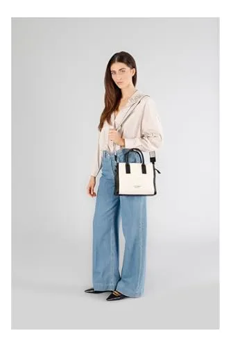 CafèNoir Borsa a Mano Canvas Profili Borsa Nera Manici