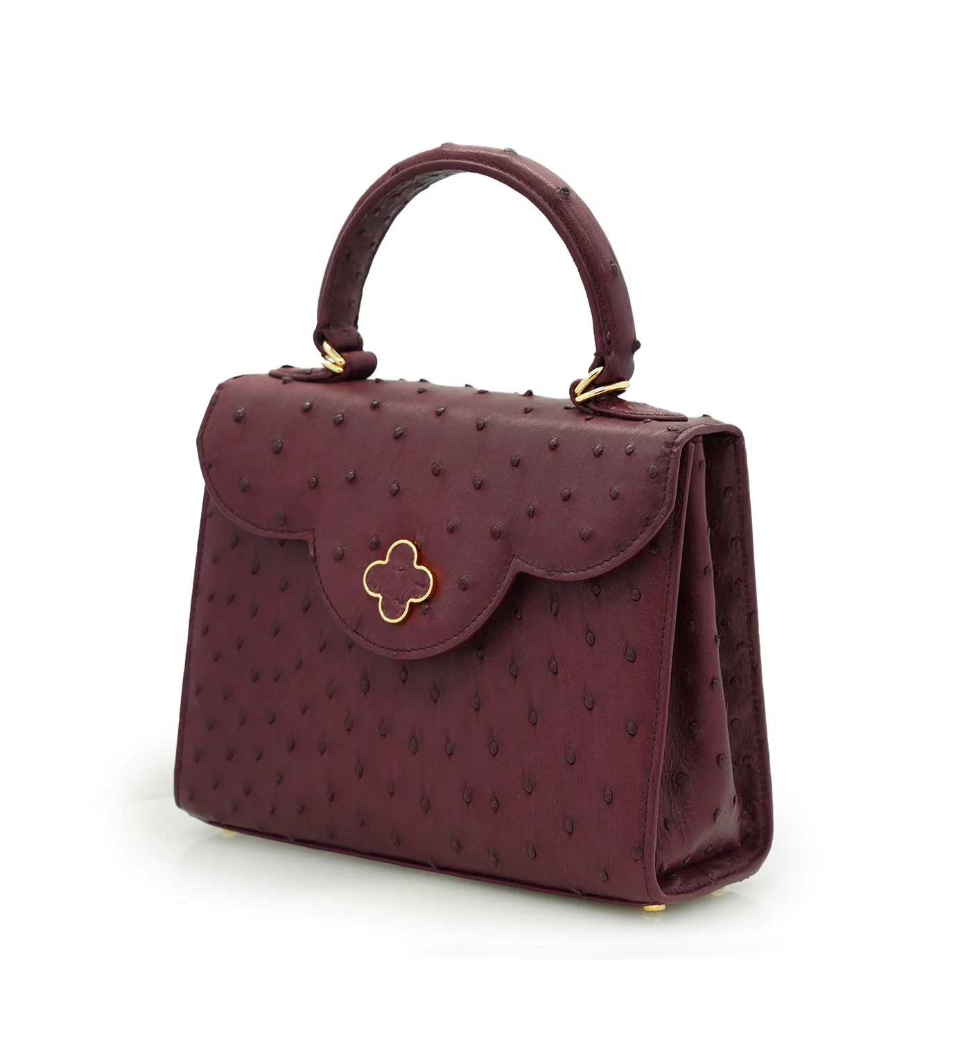 Cardinal Milano First Lady borsa bordeaux struzzo oro