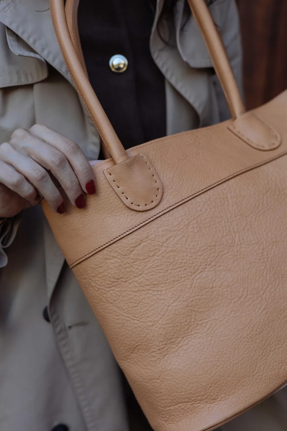 Aigin Milano tote borsa spalla pelle miele grande
