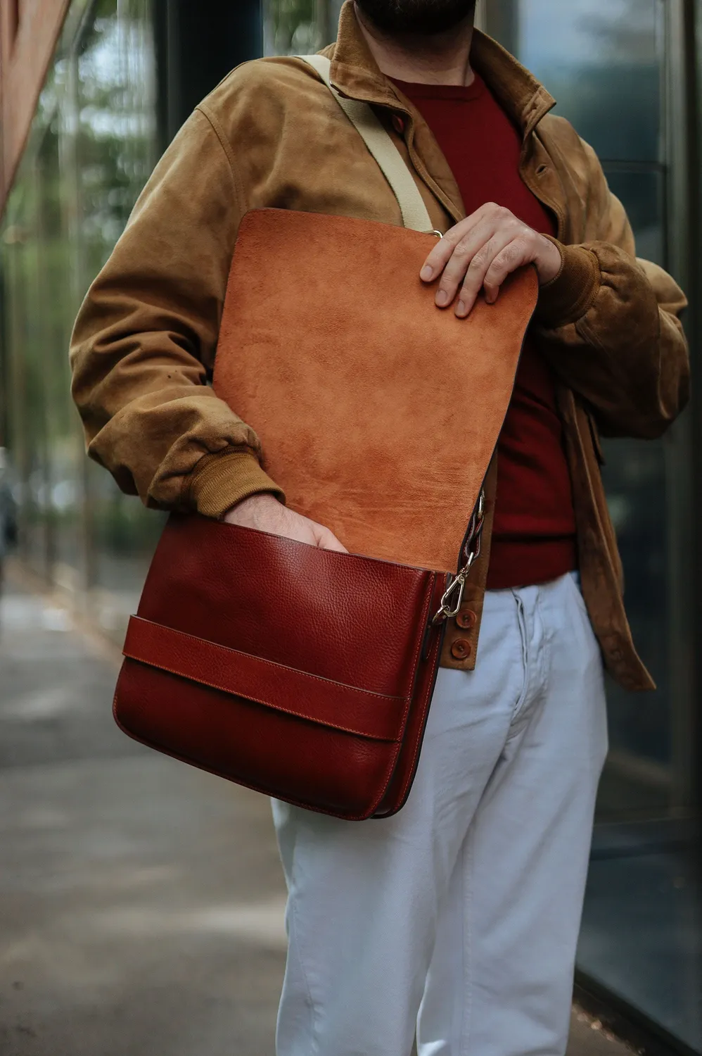 Aigin Milano Messenger Tracolla Pelle Miele 33 cm Unisex