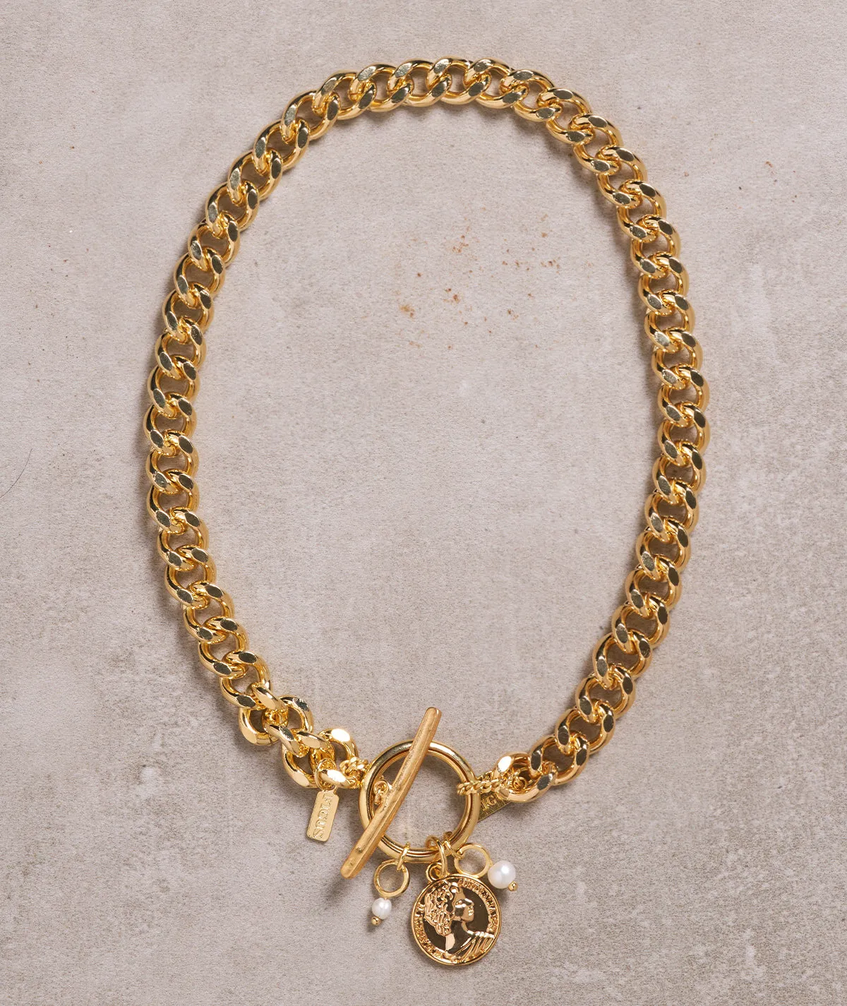 Figus Groumette Moneta Perle collana girocollo gold
