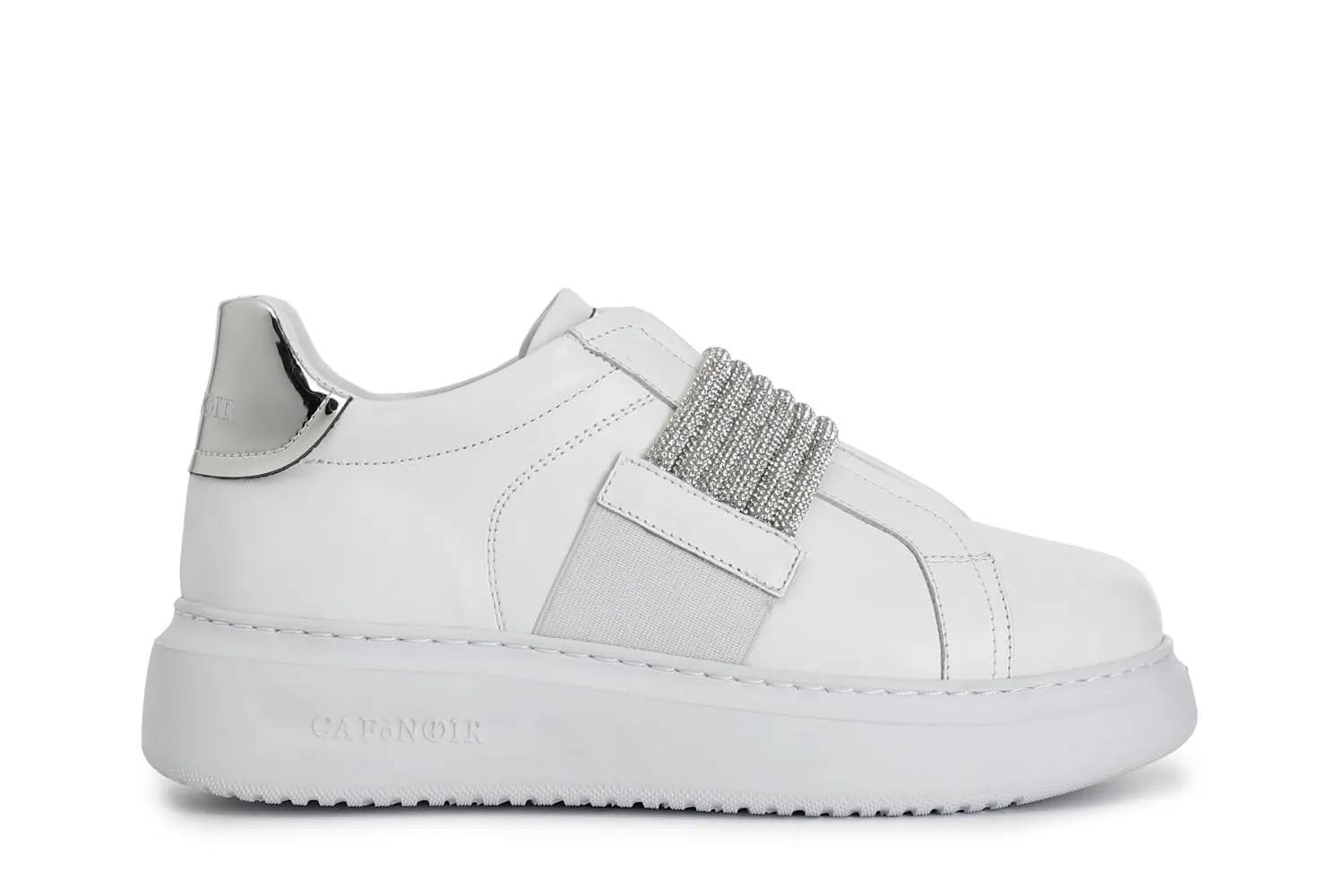 CafèNoir Sneakers Pelle Strass Donna Bianco